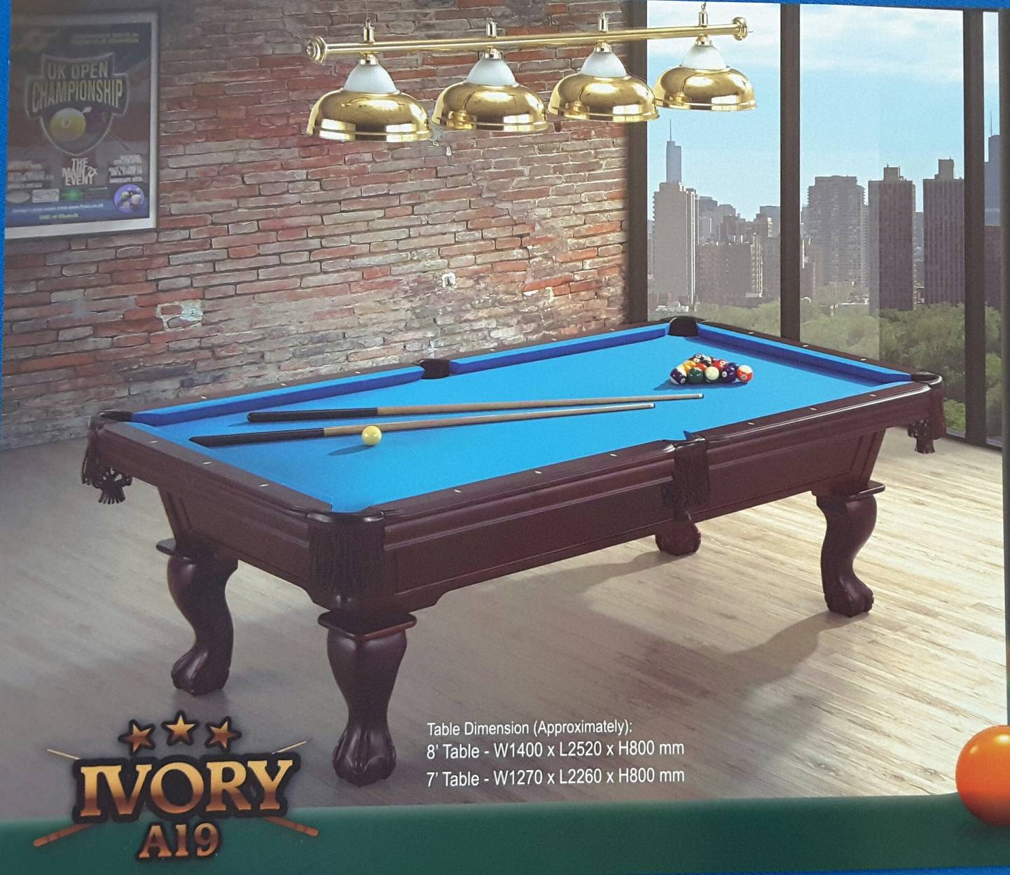 8ft Ivory American Pool Table